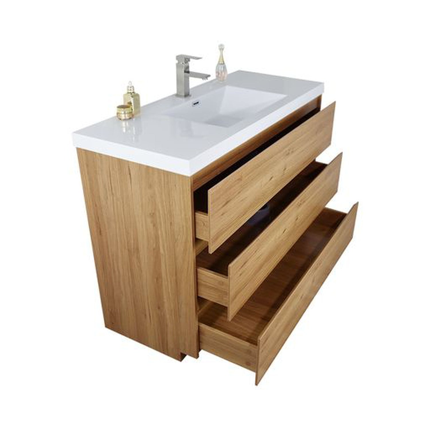 Elysian 48&quot; Nature Oak Freestanding Vanity With Single Reinforced White Acrylic Sink