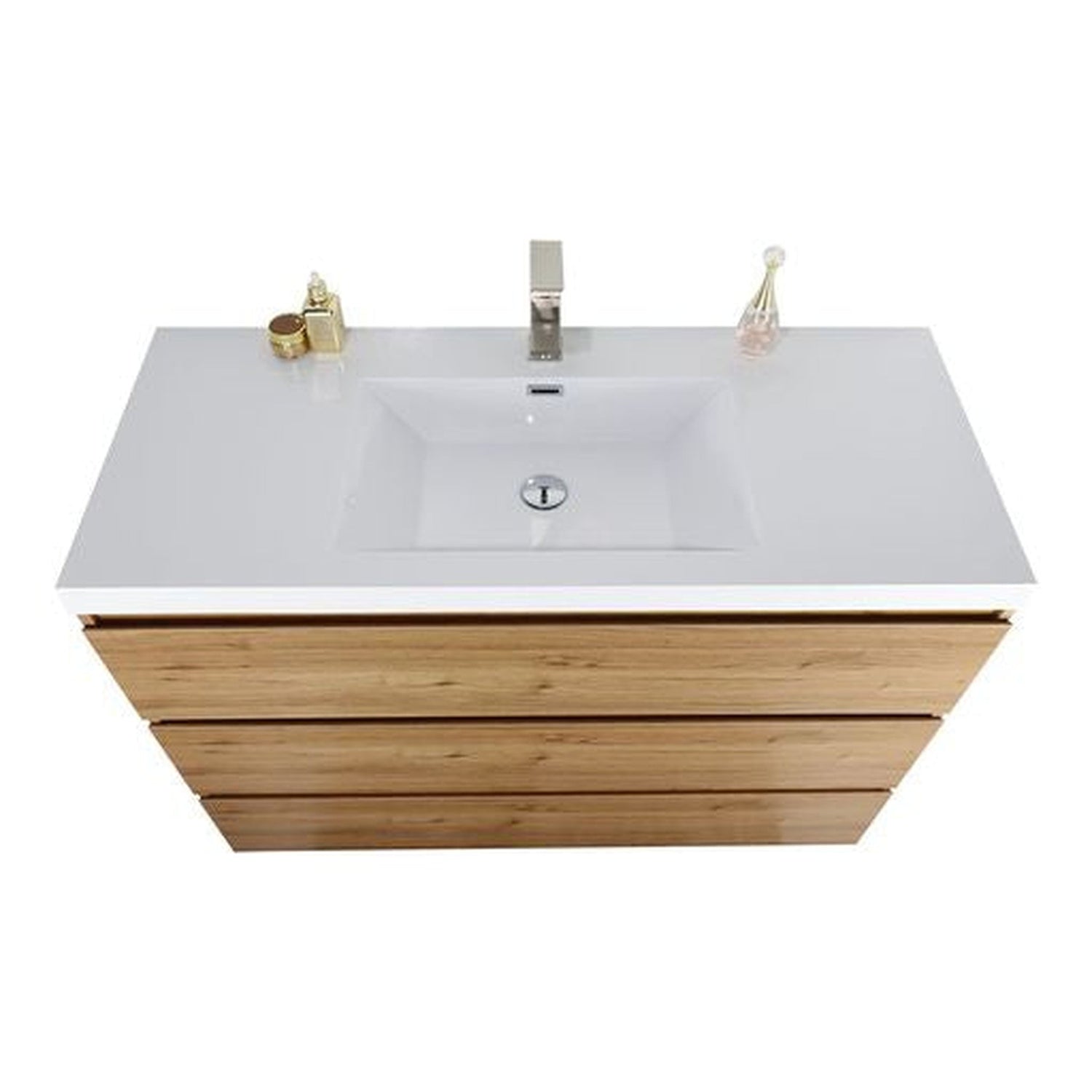 Elysian 48&quot; Nature Oak Freestanding Vanity With Single Reinforced White Acrylic Sink