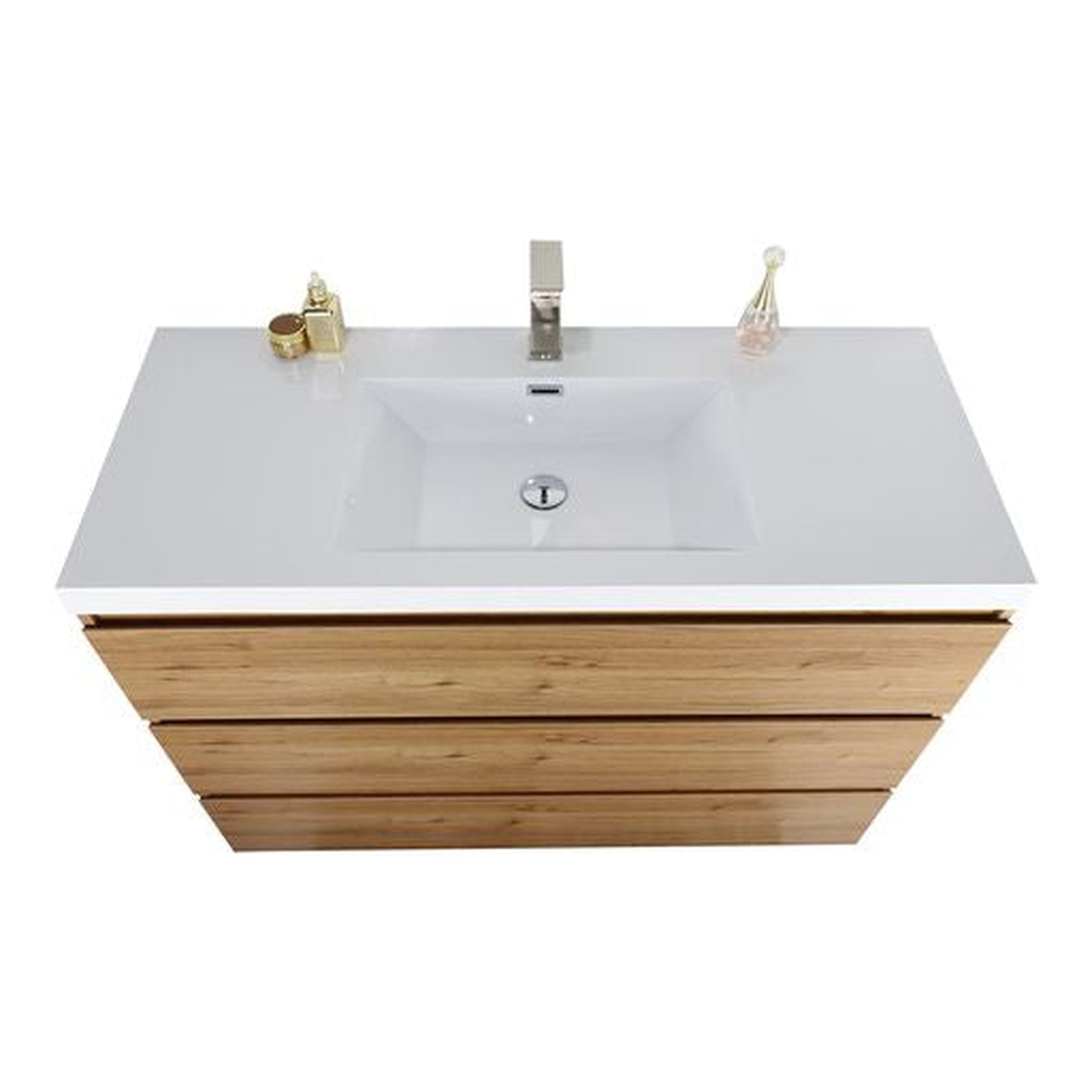 Elysian 48&quot; Nature Oak Freestanding Vanity With Single Reinforced White Acrylic Sink