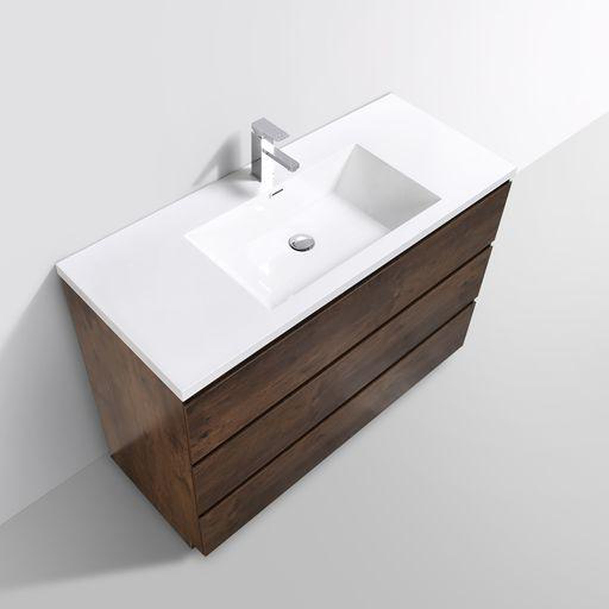 Elysian 48&quot; Rosewood Freestanding Vanity With Single Reinforced White Acrylic Sink