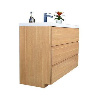 Elysian 48&quot; White Oak Freestanding Vanity With Single Reinforced White Acrylic Sink