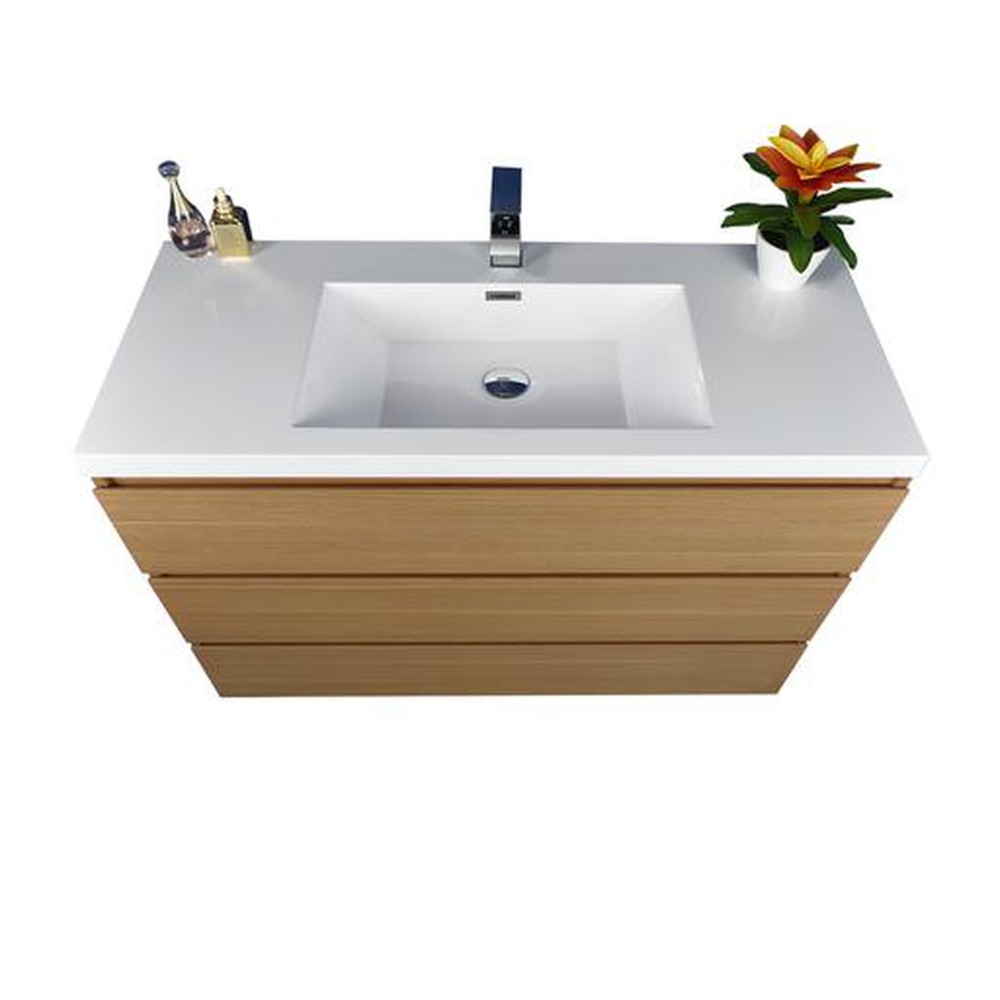 Elysian 48&quot; White Oak Freestanding Vanity With Single Reinforced White Acrylic Sink