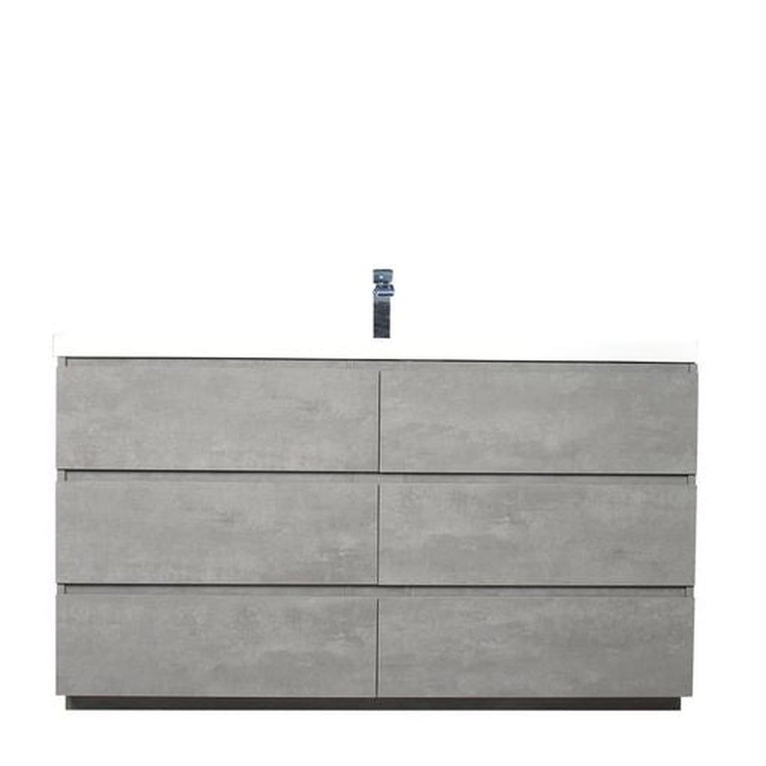 Elysian 60&quot; Cement Gray Freestanding Vanity With Single Reinforced White Acrylic Sink