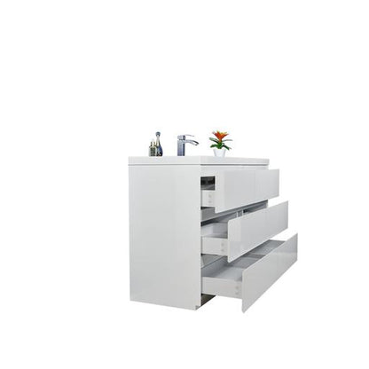 Elysian 60&quot; High Gloss White Freestanding Vanity With Single Reinforced White Acrylic Sink