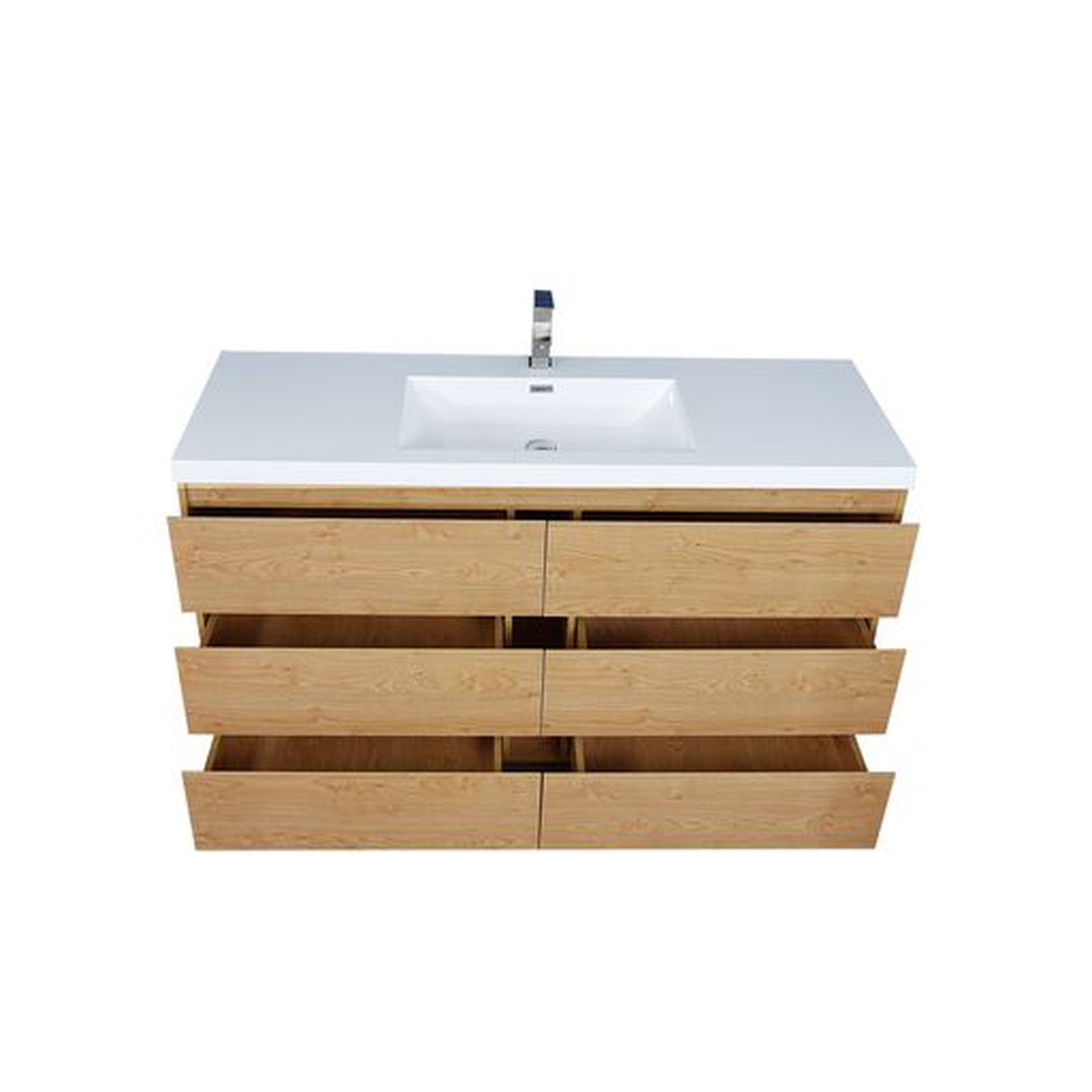 Elysian 60&quot; New England Oak Freestanding Vanity With Single Reinforced White Acrylic Sink