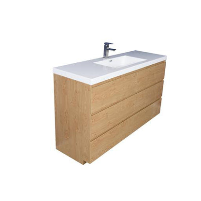 Elysian 60&quot; New England Oak Freestanding Vanity With Single Reinforced White Acrylic Sink