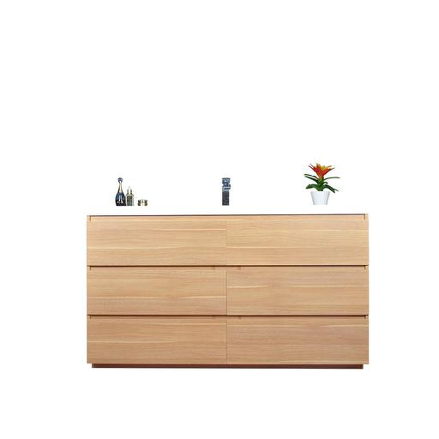 Elysian 60&quot; White Oak Freestanding Vanity With Single Reinforced White Acrylic Sink