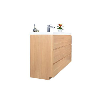 Elysian 60&quot; White Oak Freestanding Vanity With Single Reinforced White Acrylic Sink