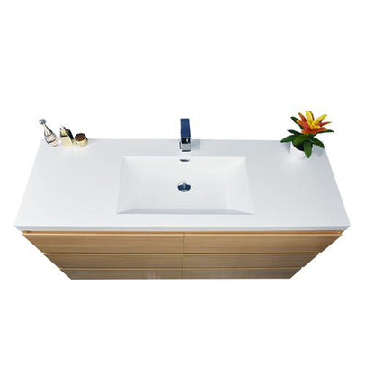 Elysian 60&quot; White Oak Freestanding Vanity With Single Reinforced White Acrylic Sink