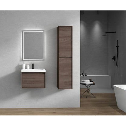 Bellezza 24&quot; Red Oak Wall-Mounted Vanity With Single Reinforced White Acrylic Sink