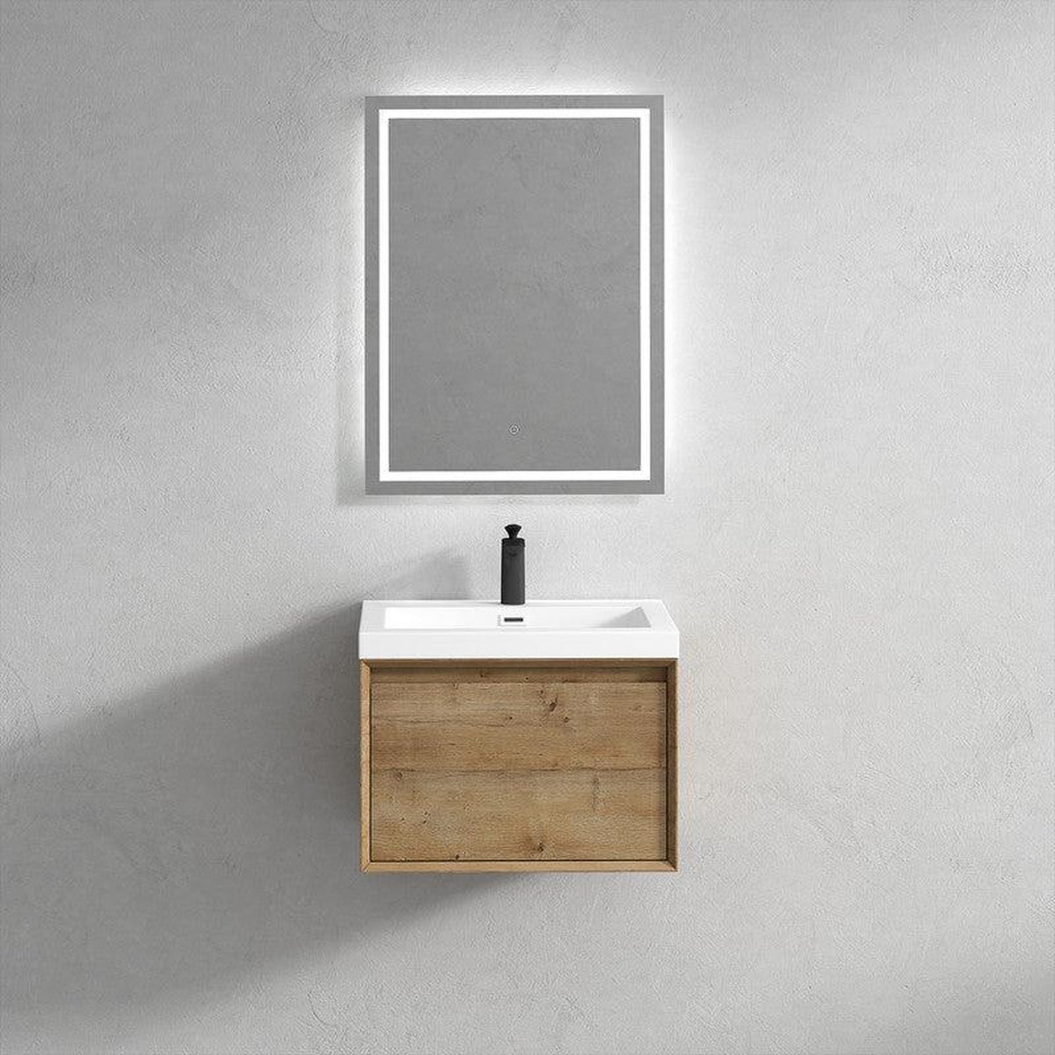 Bellezza 24&quot; White Oak Wall-Mounted Vanity With Single Reinforced White Acrylic Sink