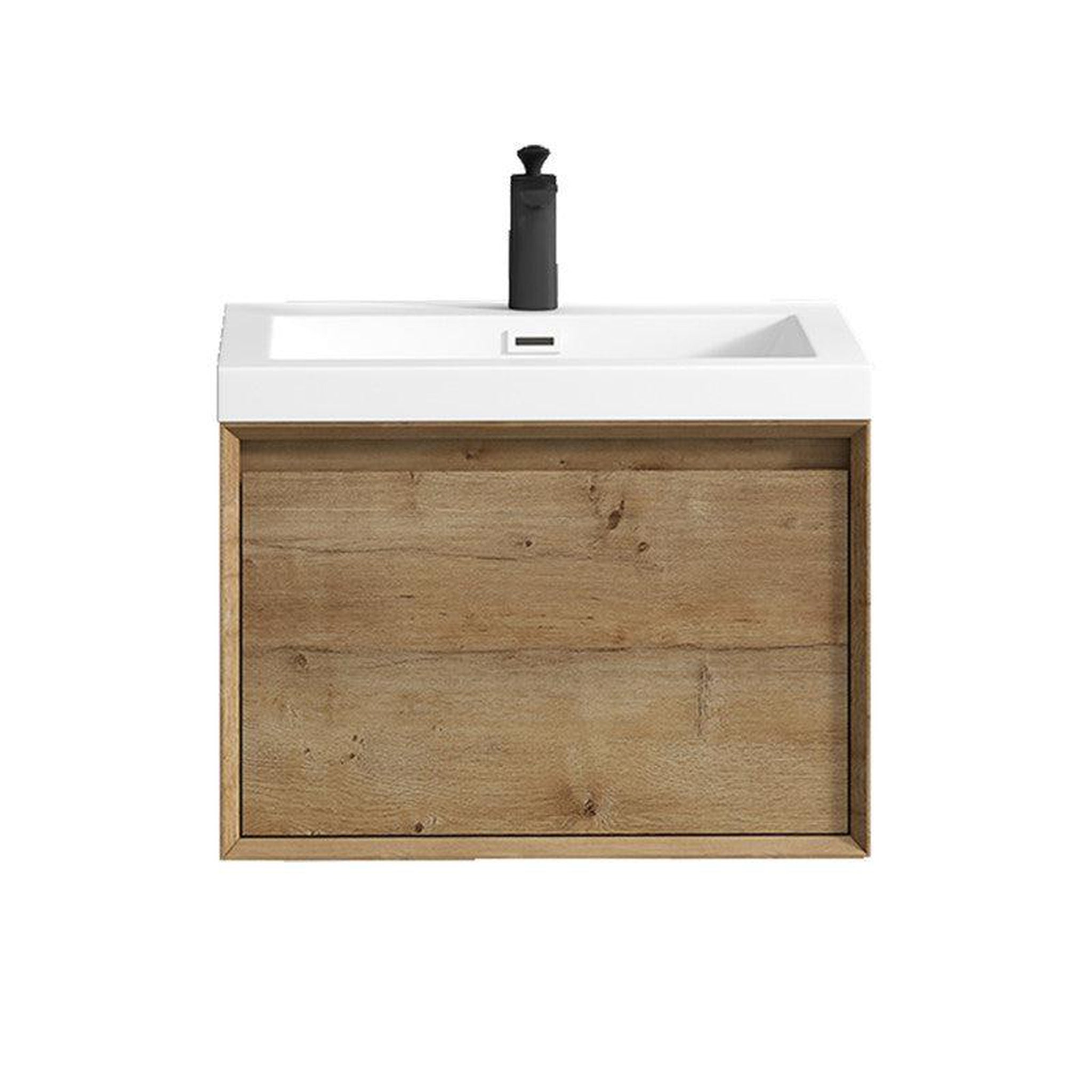 Bellezza 24&quot; White Oak Wall-Mounted Vanity With Single Reinforced White Acrylic Sink