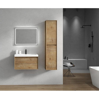 Bellezza 30&quot; White Oak Wall-Mounted Vanity With Single Reinforced White Acrylic Sink