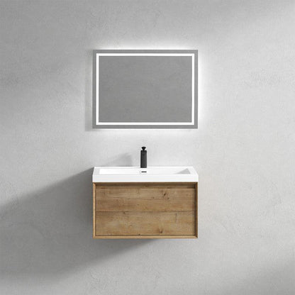 Bellezza 30&quot; White Oak Wall-Mounted Vanity With Single Reinforced White Acrylic Sink