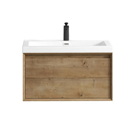 Bellezza 30&quot; White Oak Wall-Mounted Vanity With Single Reinforced White Acrylic Sink