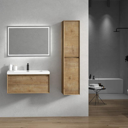 Bellezza 36&quot; White Oak Wall-Mounted Vanity With Single Reinforced White Acrylic Sink