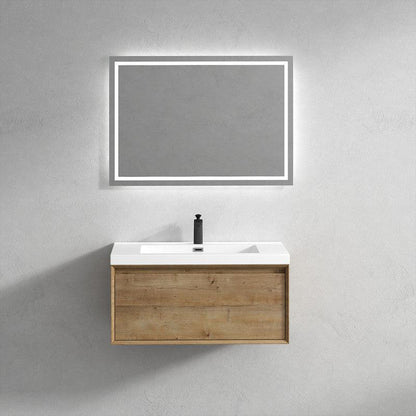 Bellezza 36&quot; White Oak Wall-Mounted Vanity With Single Reinforced White Acrylic Sink