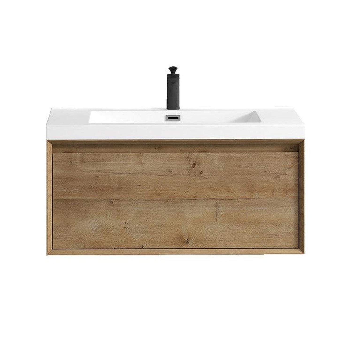 Bellezza 36&quot; White Oak Wall-Mounted Vanity With Single Reinforced White Acrylic Sink