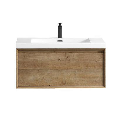 Bellezza 36&quot; White Oak Wall-Mounted Vanity With Single Reinforced White Acrylic Sink