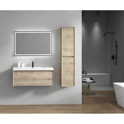 Bellezza 42&quot; Light Oak Wall-Mounted Vanity With Single Reinforced White Acrylic Sink