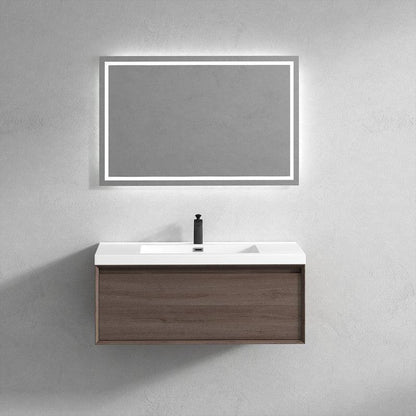 Bellezza 42&quot; Red Oak Wall-Mounted Vanity With Single Reinforced White Acrylic Sink