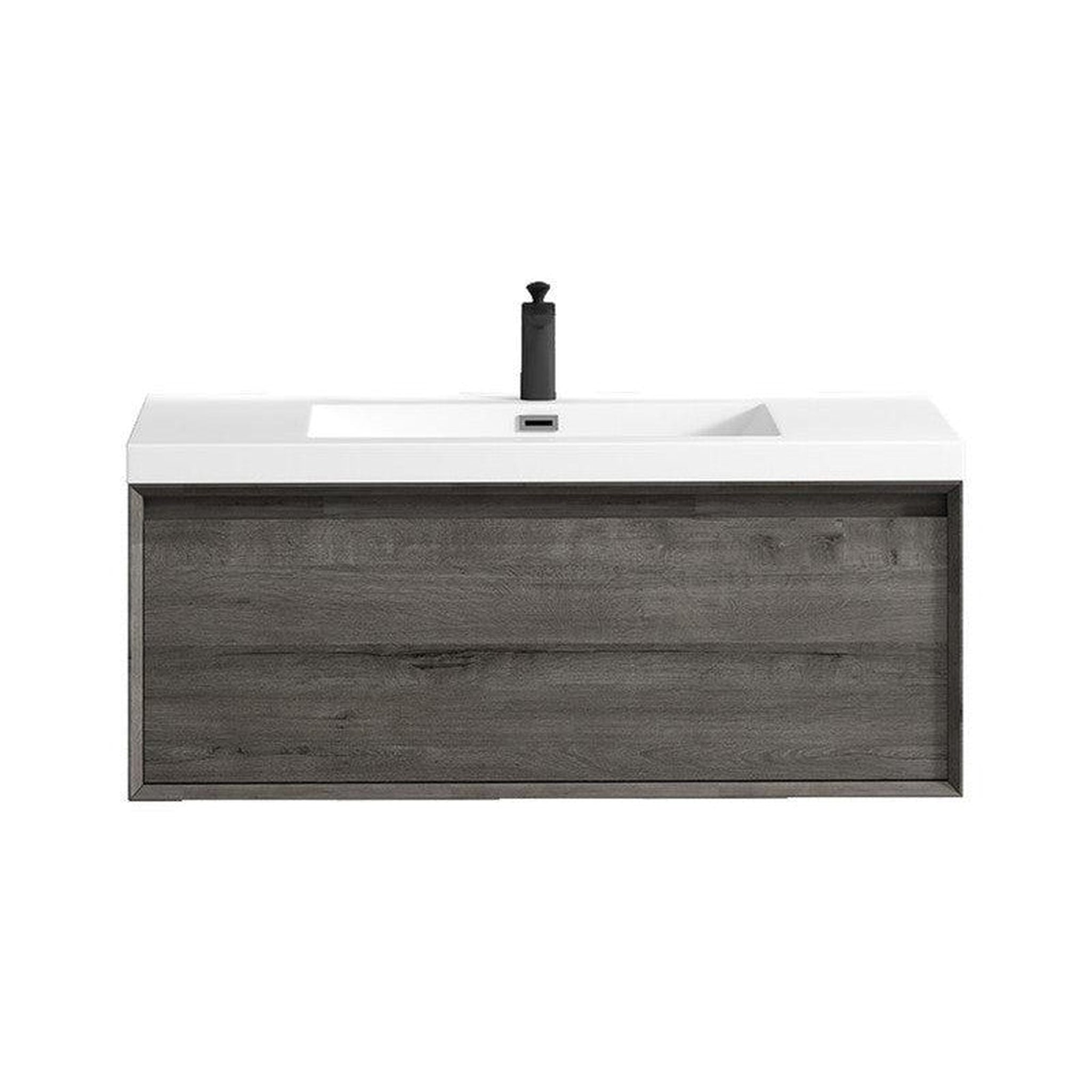 Bellezza 42&quot; Smoke Oak Wall-Mounted Vanity With Single Reinforced White Acrylic Sink