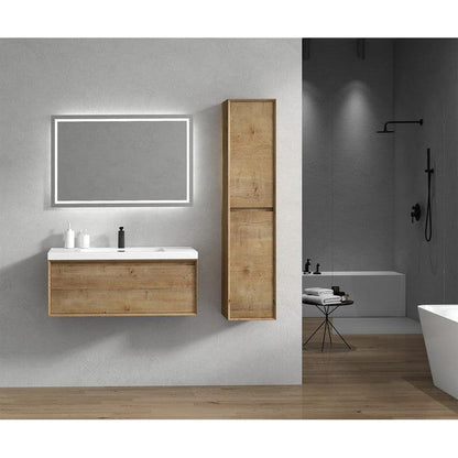 Bellezza 42&quot; White Oak Wall-Mounted Vanity With Single Reinforced White Acrylic Sink