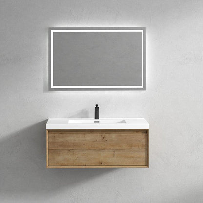 Bellezza 42&quot; White Oak Wall-Mounted Vanity With Single Reinforced White Acrylic Sink