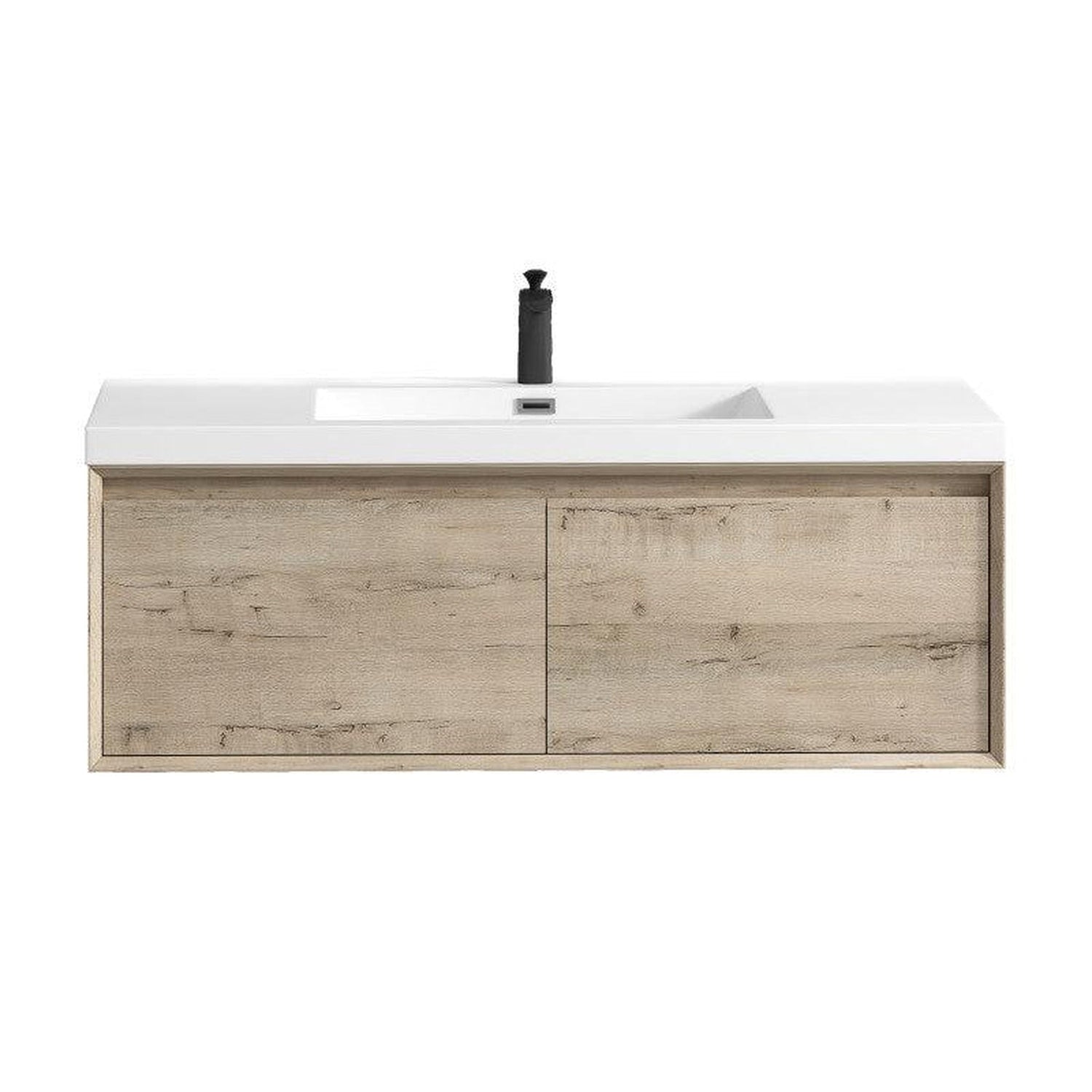 Bellezza 48&quot; Light Oak Wall-Mounted Vanity With Single Reinforced White Acrylic Sink