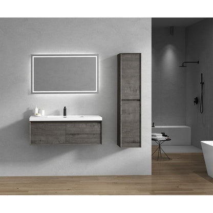 Bellezza 48&quot; Smoke Oak Wall-Mounted Vanity With Single Reinforced White Acrylic Sink