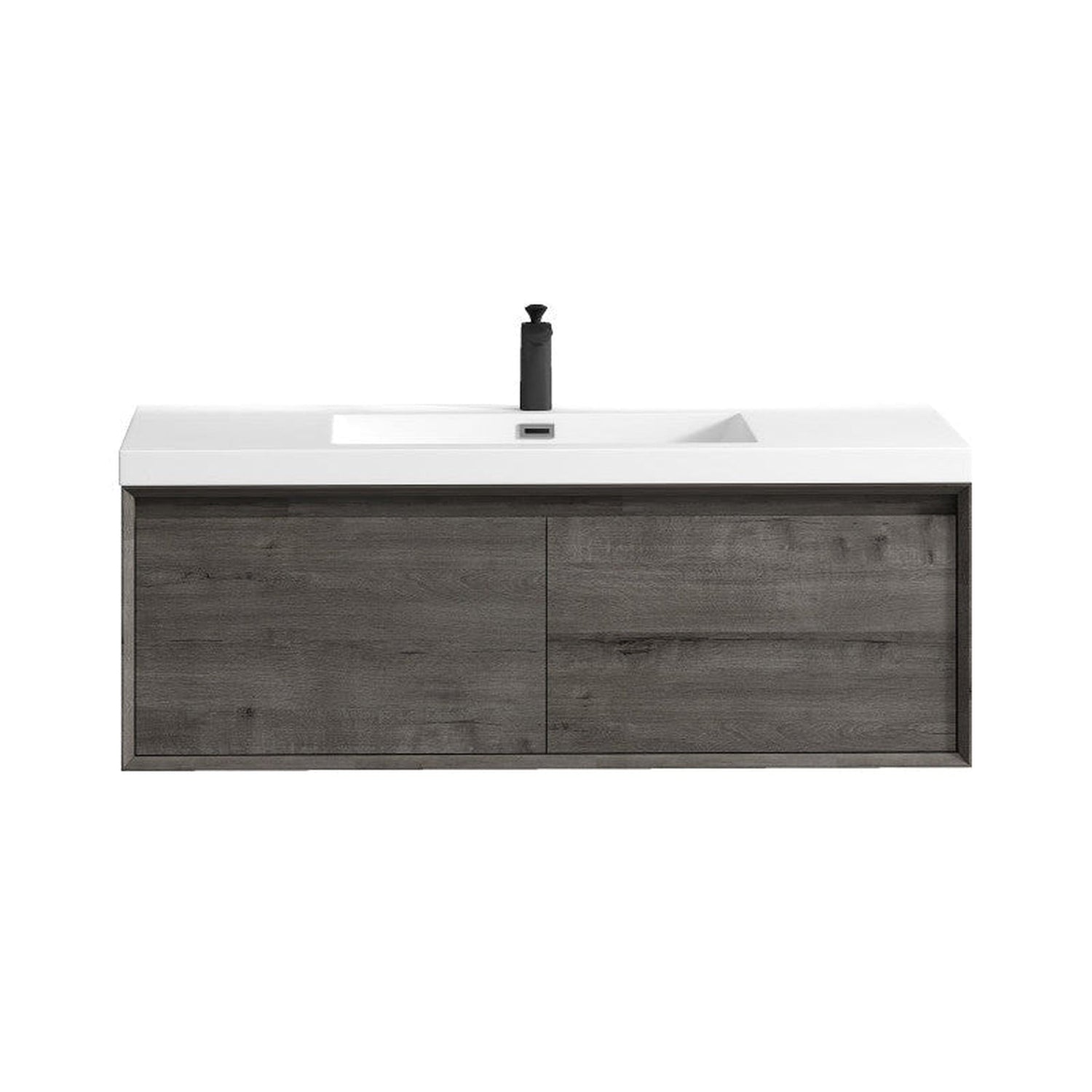 Bellezza 48&quot; Smoke Oak Wall-Mounted Vanity With Single Reinforced White Acrylic Sink