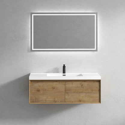 Bellezza 48&quot; White Oak Wall-Mounted Vanity With Single Reinforced White Acrylic Sink