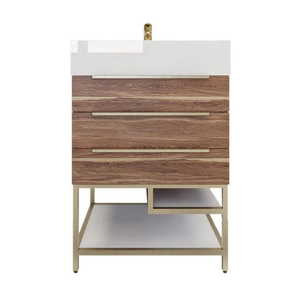 Elara 24&quot; White Oak Freestanding Vanity With Single Reinforced White Acrylic Sink