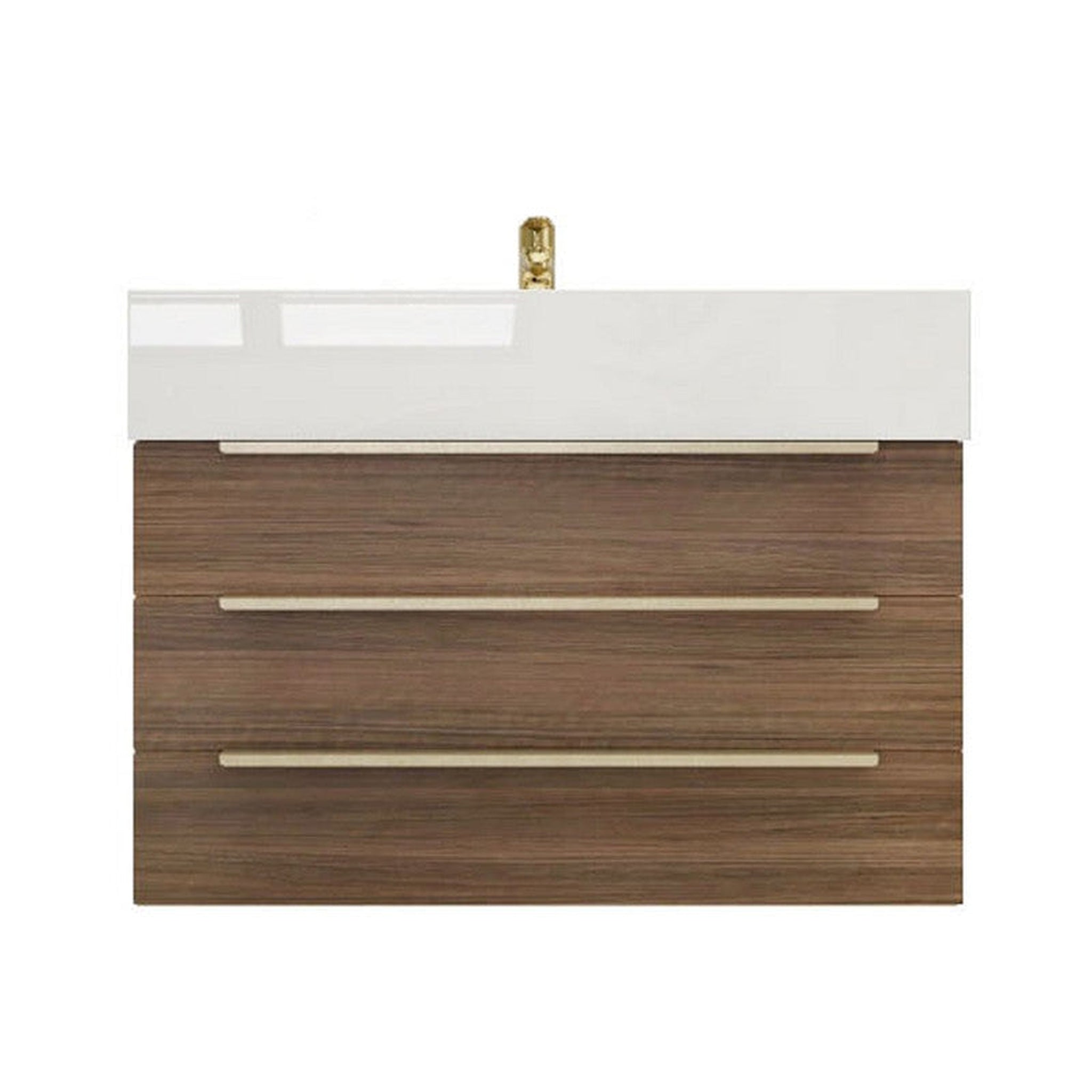 Elara 30&quot; Rosewood Wall-Mounted Vanity With Single Reinforced White Acrylic Sink