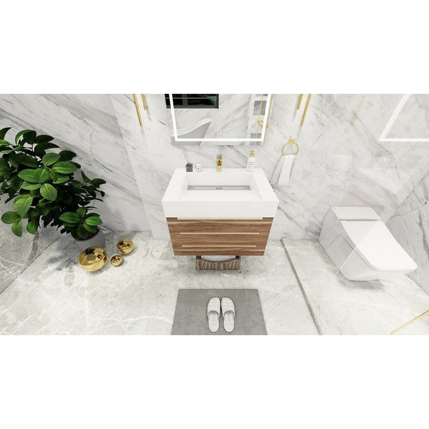 Elara 30&quot; White Oak Wall-Mounted Vanity With Single Reinforced White Acrylic Sink