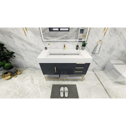 Elara 48&quot; High Gloss Gray Freestanding Vanity With Single Reinforced White Acrylic Sink