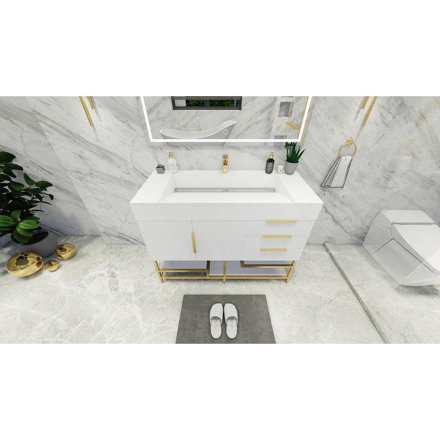 Elara 48&quot; High Gloss White Freestanding Vanity With Single Reinforced White Acrylic Sink