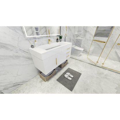 Elara 48&quot; High Gloss White Wall-Mounted Vanity With Single Reinforced White Acrylic Sink