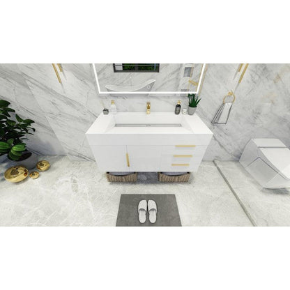 Elara 48&quot; High Gloss White Wall-Mounted Vanity With Single Reinforced White Acrylic Sink