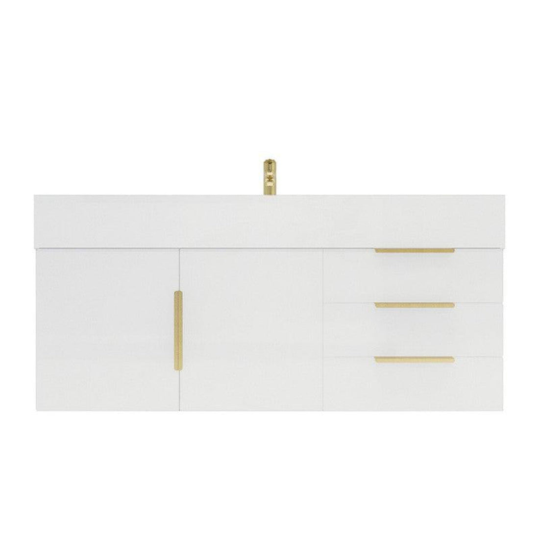 Elara 48&quot; High Gloss White Wall-Mounted Vanity With Single Reinforced White Acrylic Sink