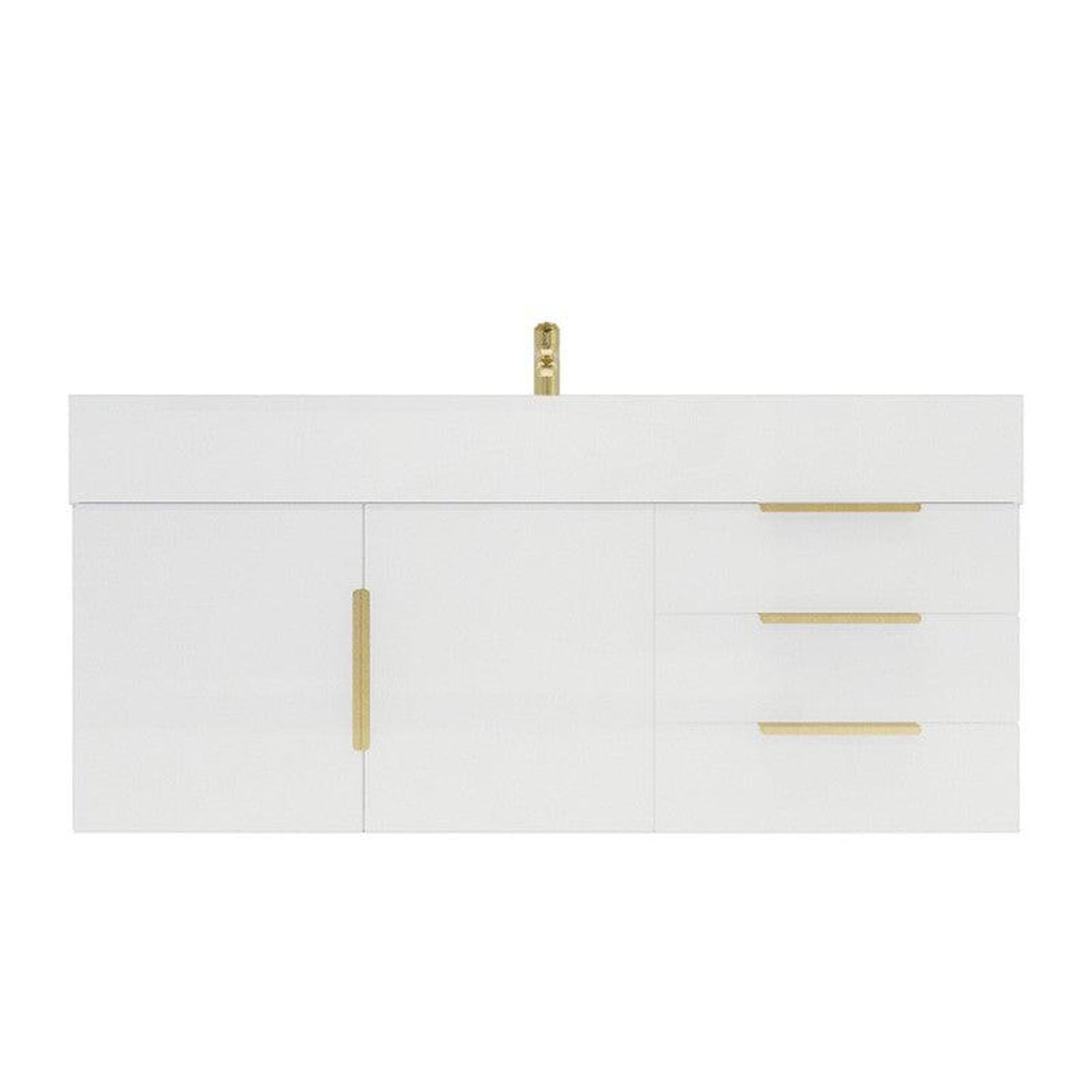 Elara 48&quot; High Gloss White Wall-Mounted Vanity With Single Reinforced White Acrylic Sink