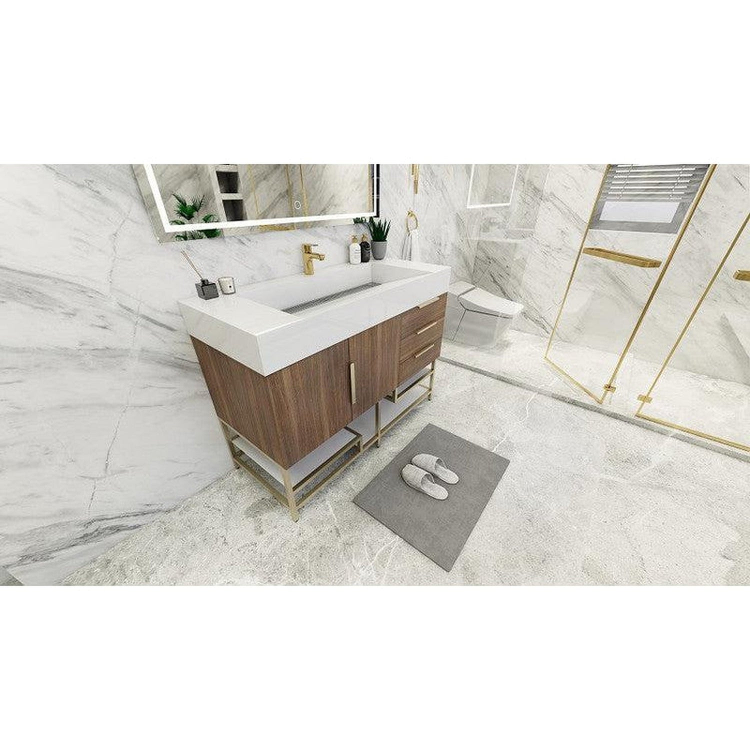 Elara 48&quot; Rosewood Freestanding Vanity With Single Reinforced White Acrylic Sink