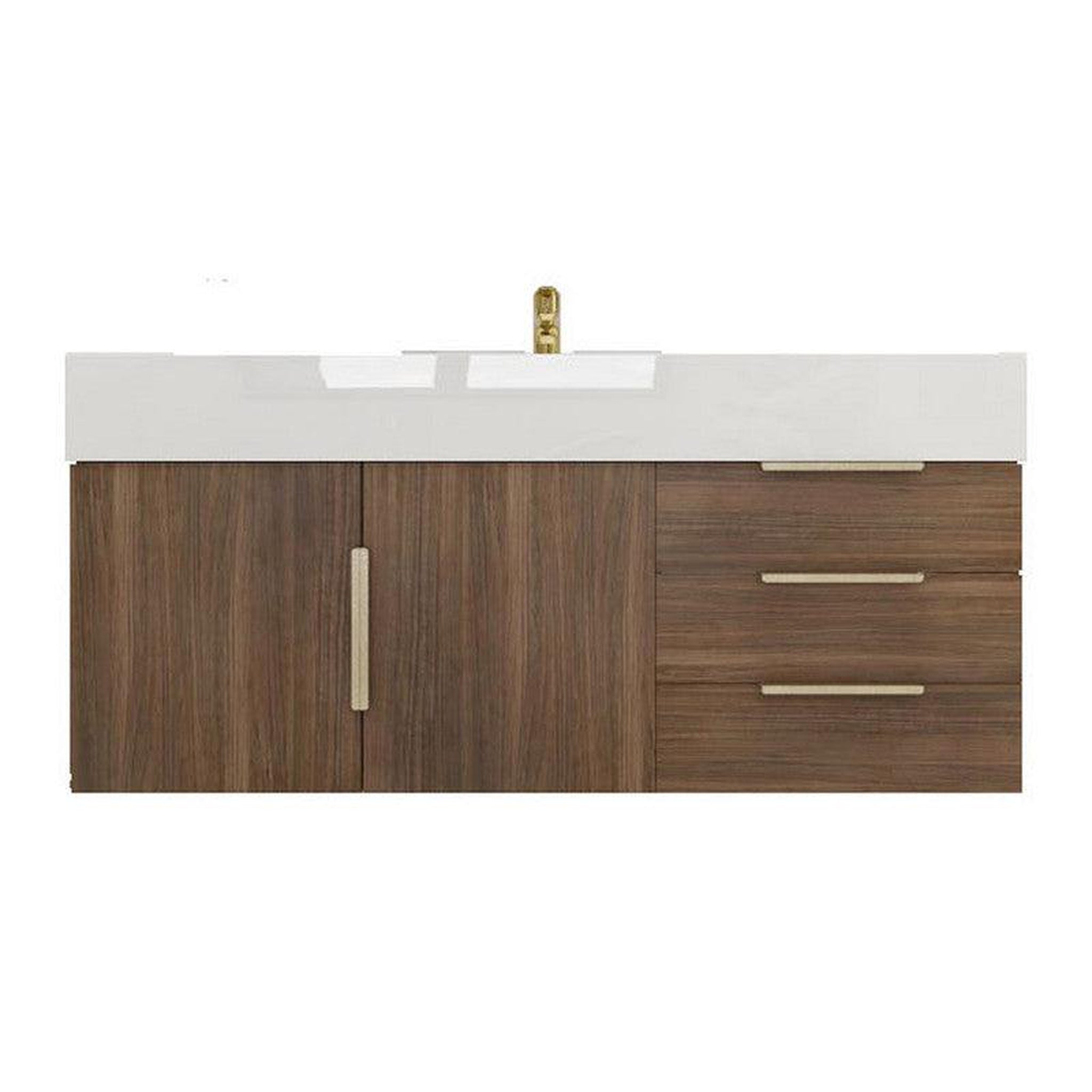 Elara 48&quot; Rosewood Wall-Mounted Vanity With Single Reinforced White Acrylic Sink