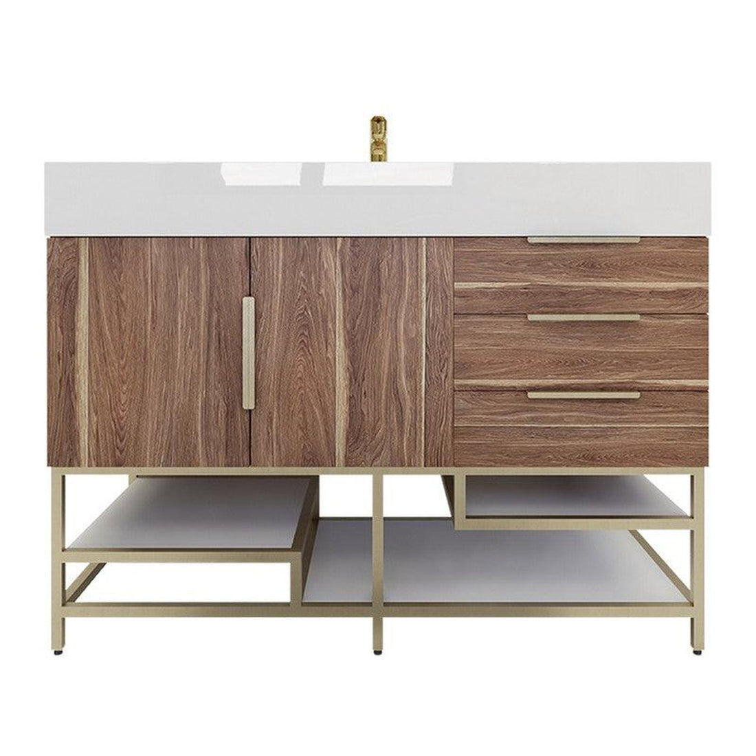 Elara 48&quot; White Oak Freestanding Vanity With Single Reinforced White Acrylic Sink