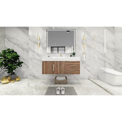 Elara 48&quot; White Oak Wall-Mounted Vanity With Single Reinforced White Acrylic Sink