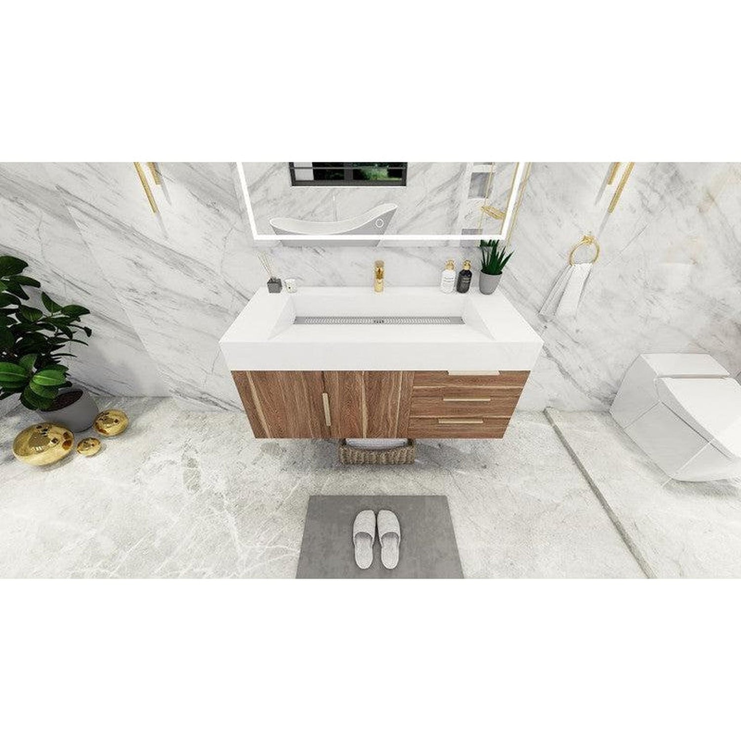 Elara 48&quot; White Oak Wall-Mounted Vanity With Single Reinforced White Acrylic Sink