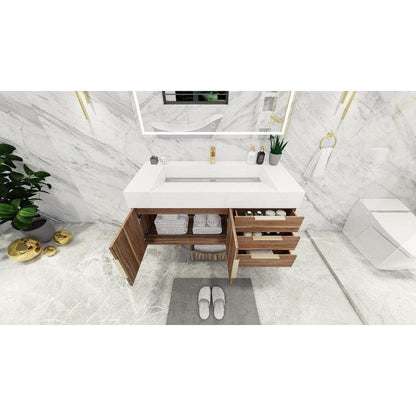 Elara 48&quot; White Oak Wall-Mounted Vanity With Single Reinforced White Acrylic Sink