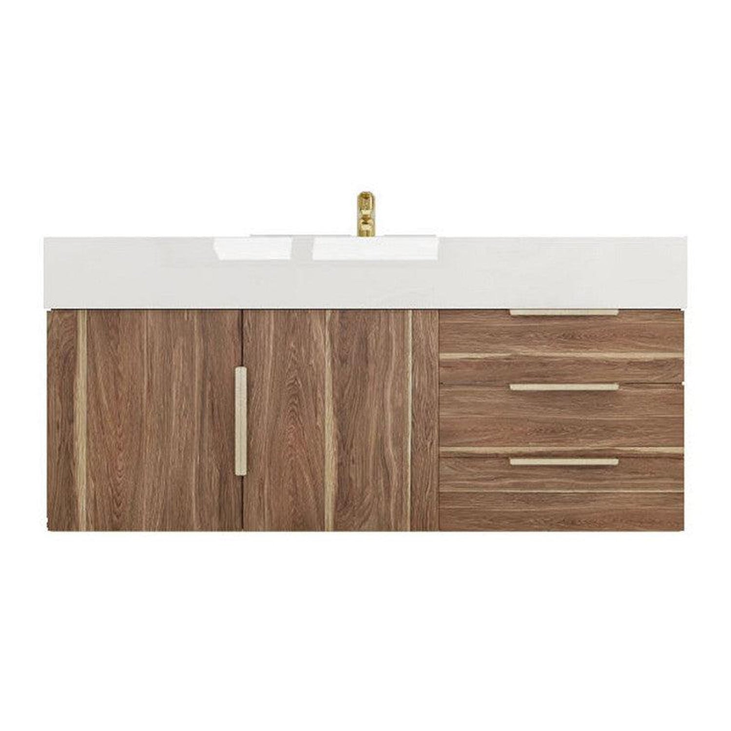 Elara 48&quot; White Oak Wall-Mounted Vanity With Single Reinforced White Acrylic Sink