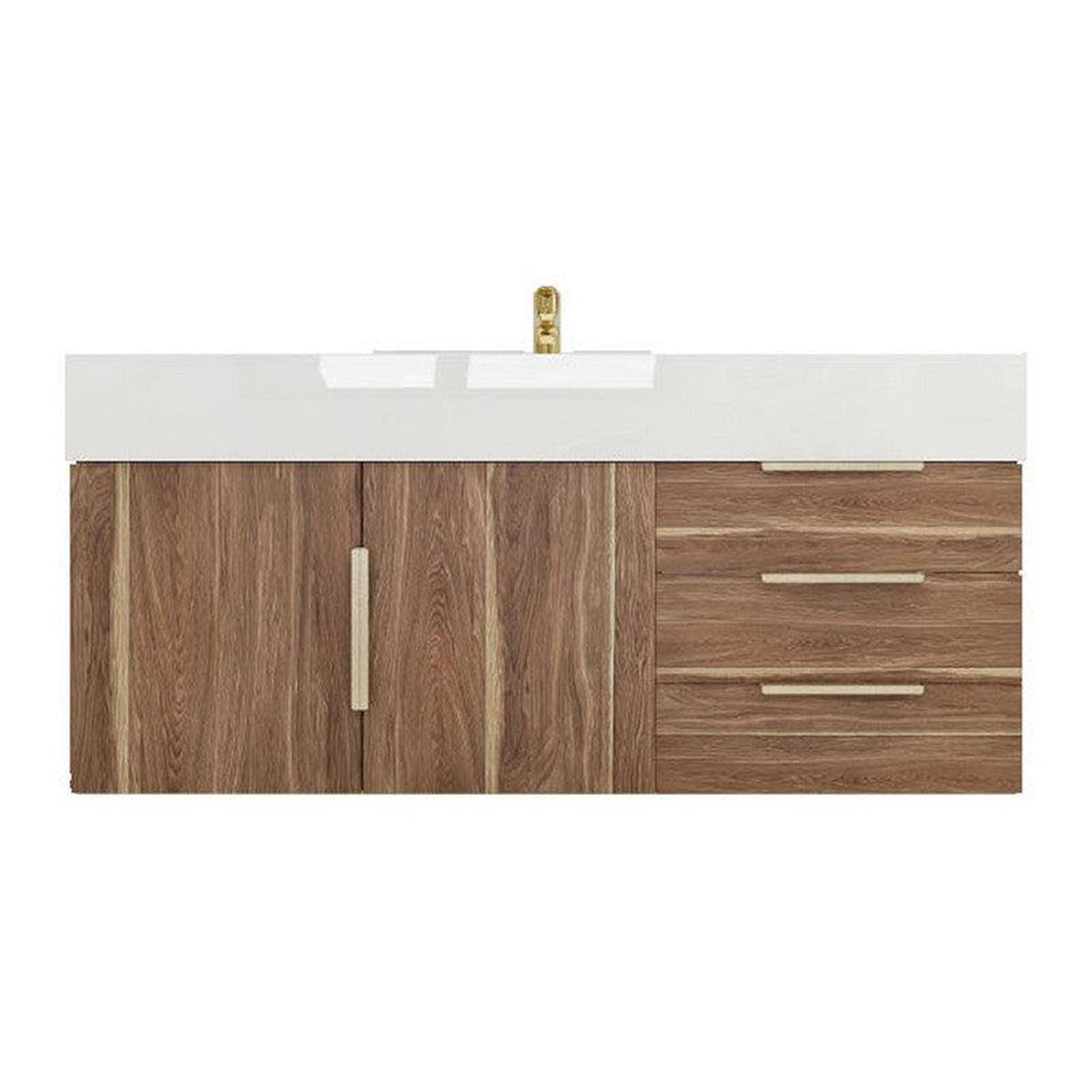 Elara 48&quot; White Oak Wall-Mounted Vanity With Single Reinforced White Acrylic Sink