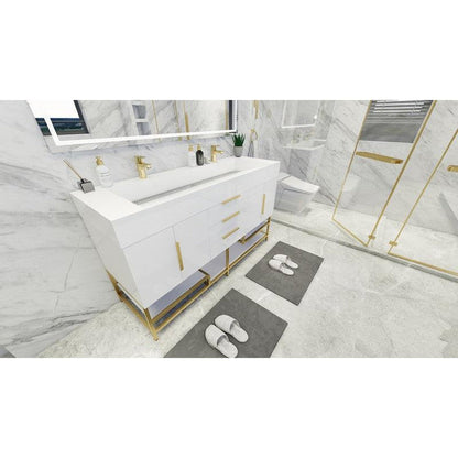 Elara 60&quot; High Gloss White Freestanding Vanity With Double Reinforced White Acrylic Sinks